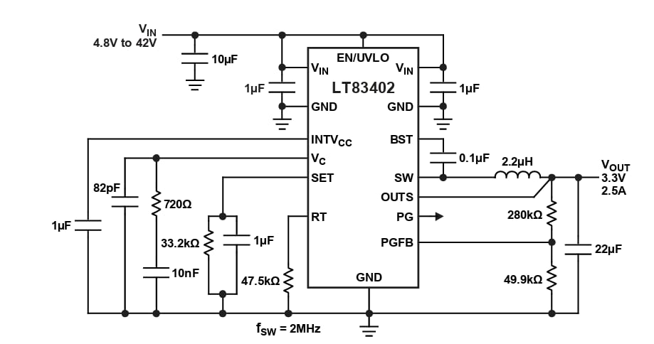 Applikations-Schaltungsdiagramm - Analog Devices Inc. LT83401/LT83402 Abwärtsregler